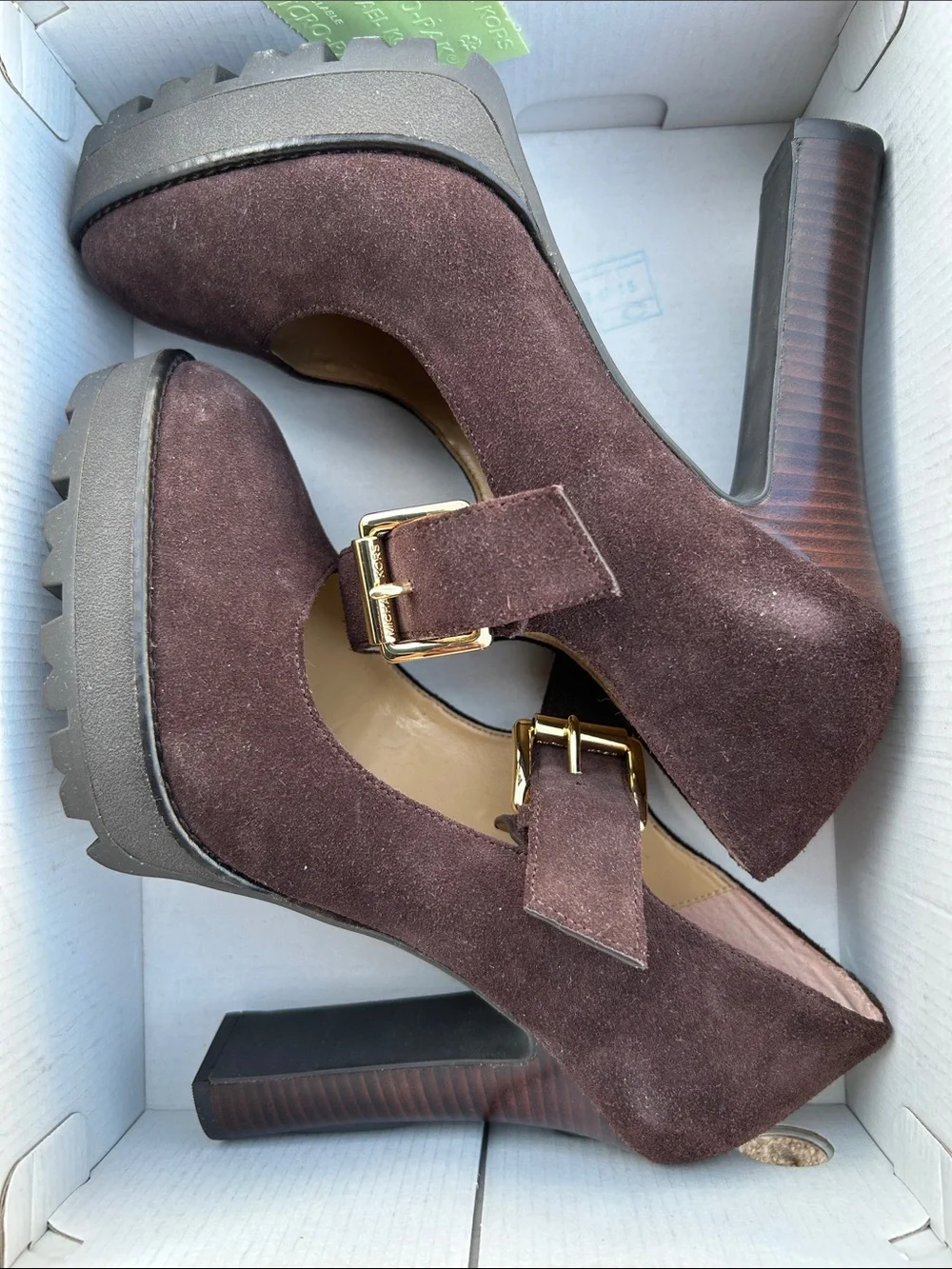Michael Kors Dark Brown Suede Cutout Platform Heels